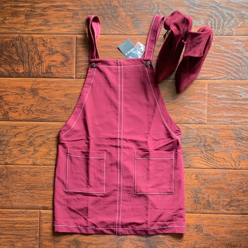 💟 Burgundy Mini Overall Skirt 💟